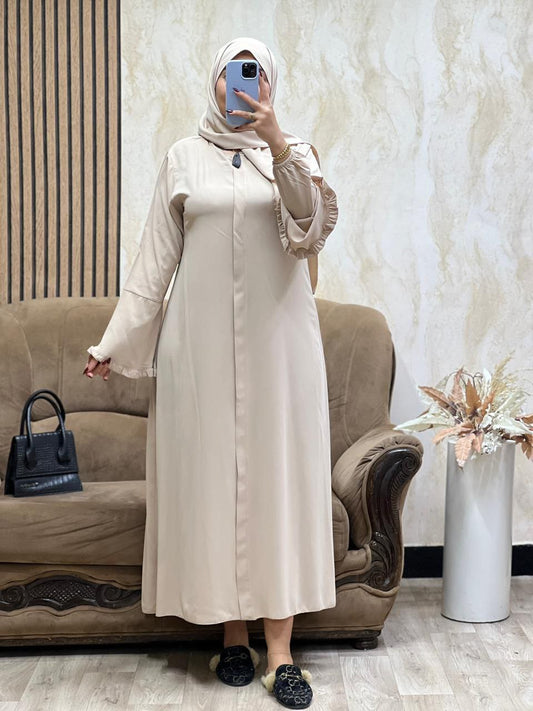 Abaya Sofia – Minimalisme & Manches Volantées